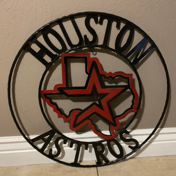 12", 18", 24", 32" HOUSTON ASTROS METAL CUSTOM VINTAGE CRAFT WALL ART TEAM SIGN HANDMADE