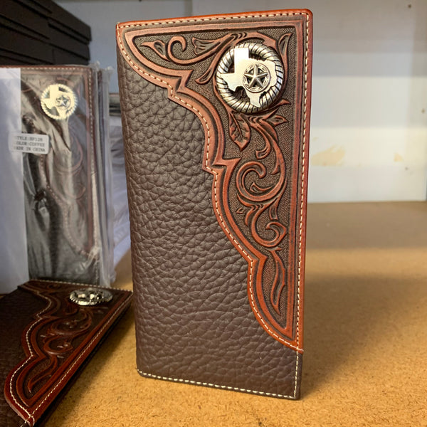 #LG GENUINE LEATHER WESTERN CHECKBOOK MEN'S WALLET WESTERN FASHION-FREE SHIPPING