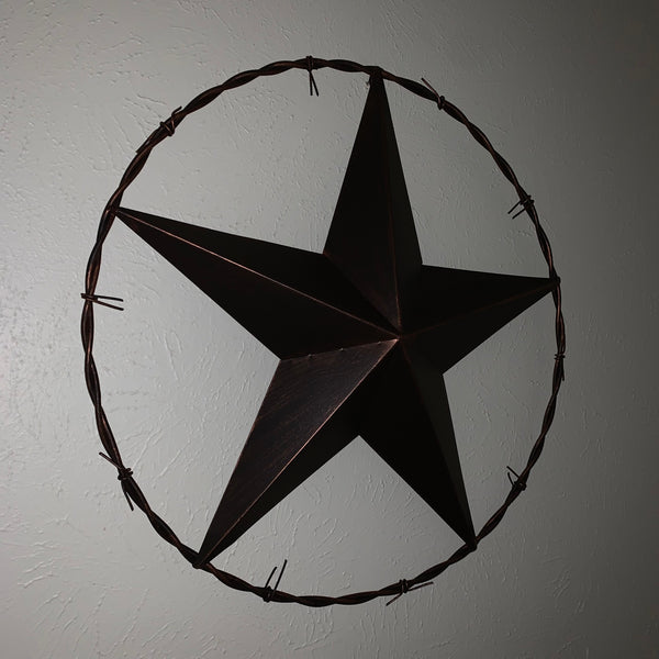 24" BARBWIRE TWISTED RING METAL WALL ART WESTERN HOME DECOR RUSTIC BRONZE COPPER #A10024