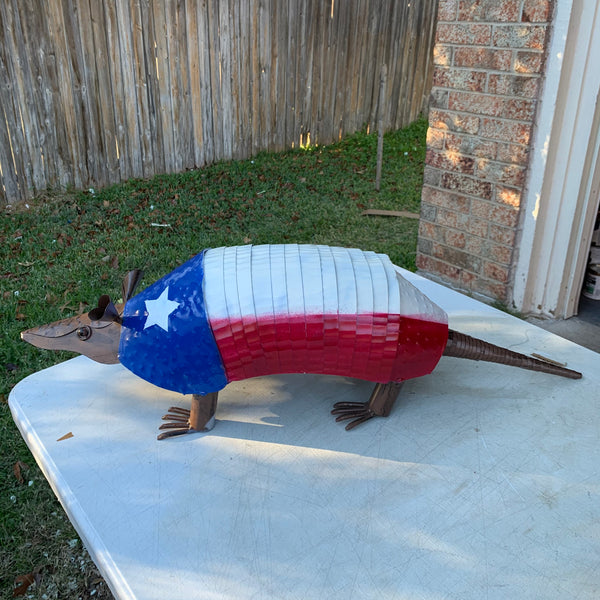 30",22",14",10" TEXAS FLAG ARMADILLO GARDEN ANIMAL SCULPTURE METAL DECOR ORNAMENT PATRIOTIC DECOR