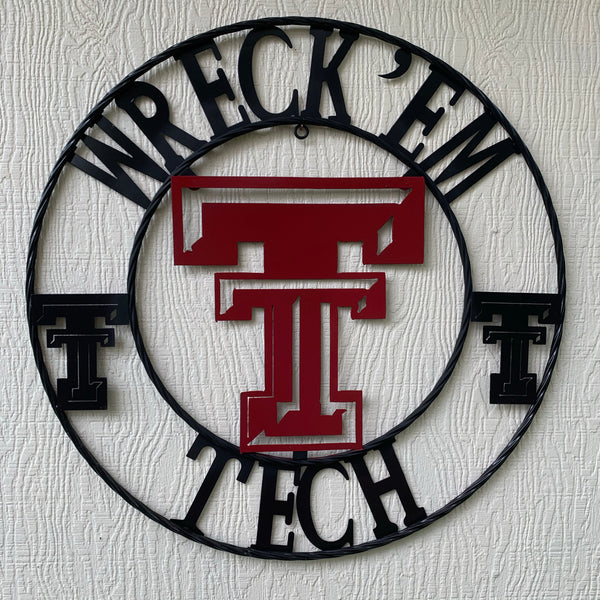 12", 18", 24", 32" WRECKEM TEXAS TECH METAL CUSTOM VINTAGE CRAFT TEAM SIGN HANDMADE