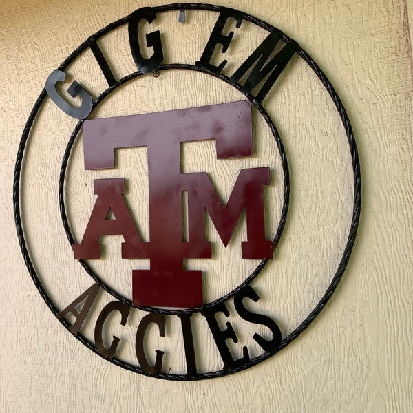 GIGEM AGGIES METAL CUSTOM VINTAGE CRAFT TEAM SIGN HANDMADE