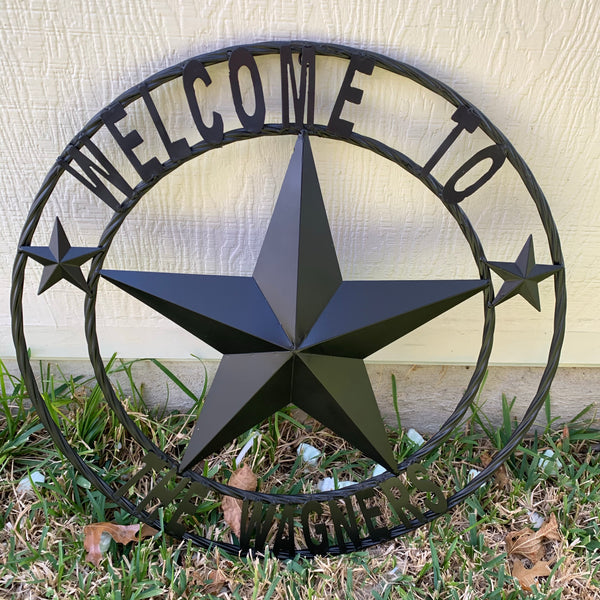 KOLET FAMILY STYLE YOUR CUSTOM FAMILY NAME STAR METAL BARN STAR ROPE RING KOLET FAMILY WESTERN HOME DECOR VINTAGE RUSTIC BROWN NEW HANDMADE 24",32",34",36",40",42",44",46",50"