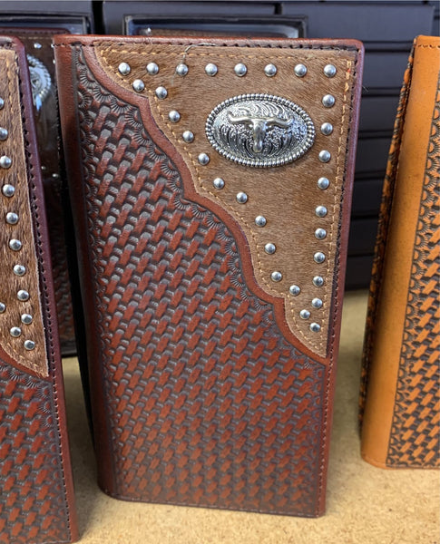 GENUINE LEATHER WESTERN CHECKBOOK MEN'S WALLET WESTERN FASHION --FREE SHIPPING