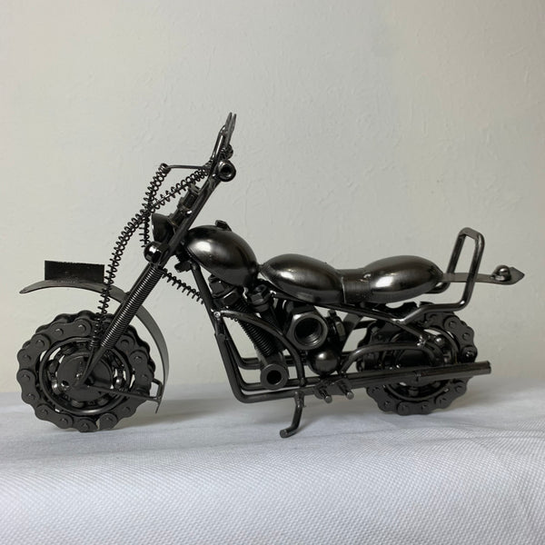 12" HARLEY STYLE MOTORCYCLE GUN METAL WESTERN HOME BAR DECOR NEW