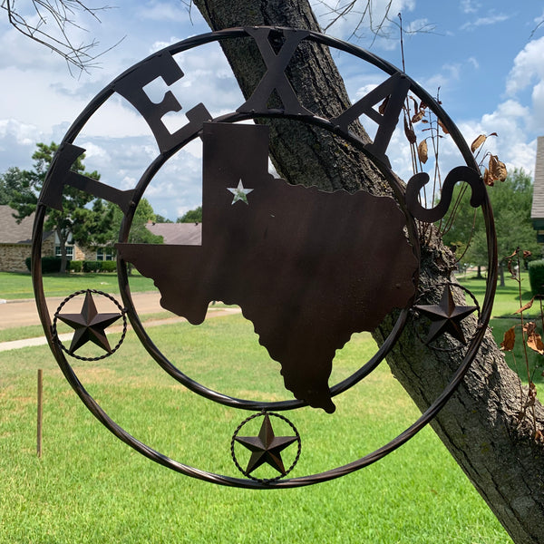 24" State of Texas Map Metal Wall Art Western Home Decor Vintage Rustic Bronze Copper New