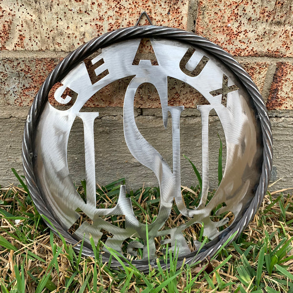 12",18",24",32" LSU GEAUX TIGERS CUSTOM METAL VINTAGE CRAFT TEAM SIGN WESTERN HOME DECOR HANDMADE