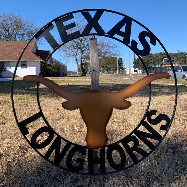 TEXAS LONGHORNS CUSTOM METAL VINTAGE CRAFT TEAM SIGN WESTERN HOME DECOR HANDMADE #EH90072