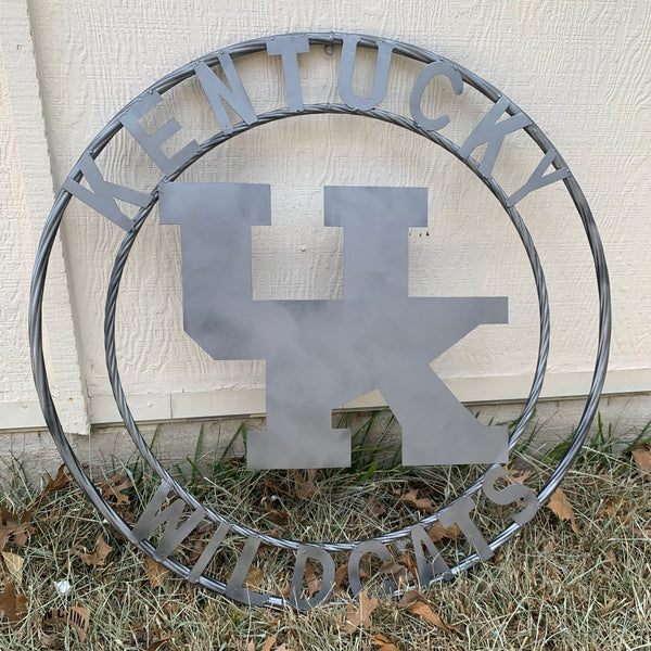 12", 18", 24", 32" KENTUCKY WILDCATS CUSTOM SILVER GREY METAL VINTAGE CRAFT SIGN HANDMADE