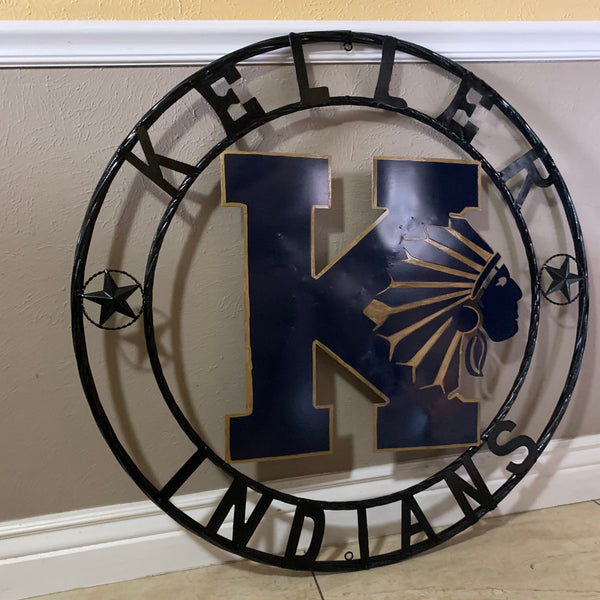 KELLER INDIANS CUSTOM VINTAGE METAL CRAFT WALL ART TEAM SIGN WESTERN HOME DECOR NEW