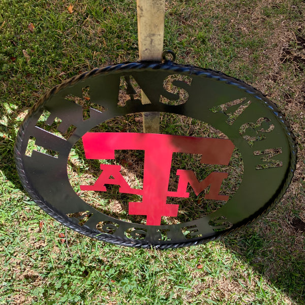 24" TEXAS A&M WIDE BAND RING CUSTOM METAL VINTAGE CRAFT SIGN TEAM HANDMADE