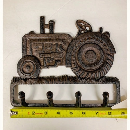 #SI_G032 TRACTOR KEY HOLDER 9" HOOK CAST IRON WALL ART METAL WESTERN HOME DECOR NEW