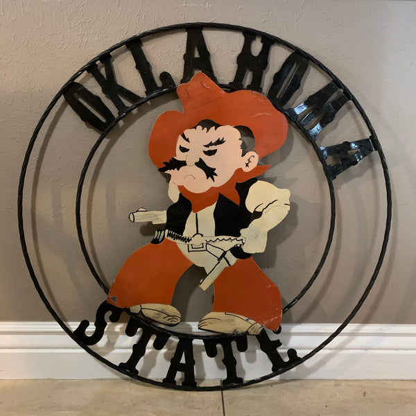 OSU OKLAHOMA STATE COWBOYS CUSTOM METAL VINTAGE CRAFT TEAM SIGN HANDMADE