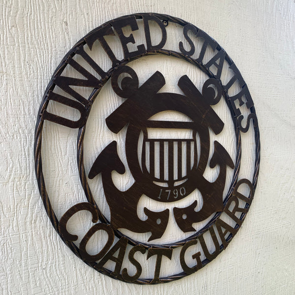 24" USA COAST GUARD MILITARY METAL WALL ART DECOR VINTAGE RUSTIC BRONZE WESTERN HOME DECOR NEW