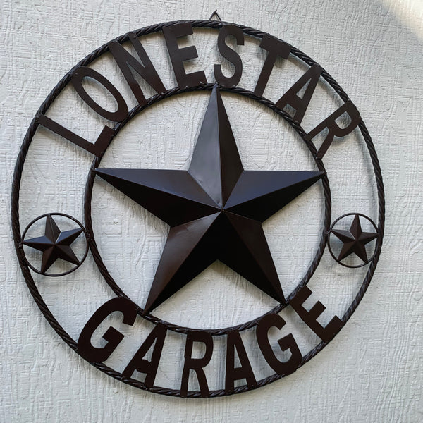 LONESTAR GARAGE STYLE CUSTOM BARN NAME STAR LONESTAR GARAGE METAL NAME BARN STAR WITH TWISTED ROPE RING 3d STAR ART WESTERN HOME DECOR RUSTIC BROWN