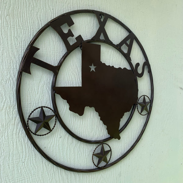 24" State of Texas Map Metal Wall Art Western Home Decor Vintage Rustic Bronze Copper New