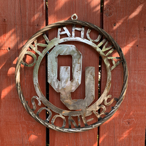 12", 18", 24", 32" OU OKLAHOMA SOONERS RAW METAL CUSTOM VINTAGE CRAFT WALL ART TEAM SIGN HANDMADE