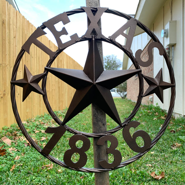 16" RUSTIC BRONZE TEXAS 1836 BARN LONE STAR METAL ART WESTERN HOME DECOR VINTAGE RUSTIC DARK BRONZE NEW