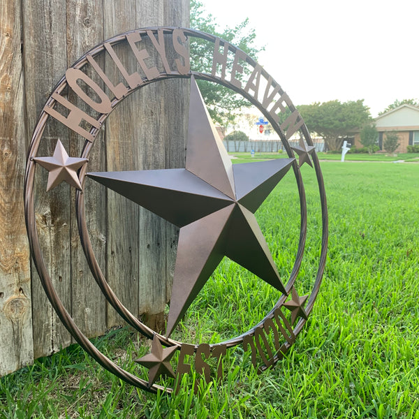 KOLET FAMILY STYLE YOUR CUSTOM FAMILY NAME STAR METAL BARN STAR ROPE RING KOLET FAMILY WESTERN HOME DECOR VINTAGE RUSTIC BROWN NEW HANDMADE 24",32",34",36",40",42",44",46",50"