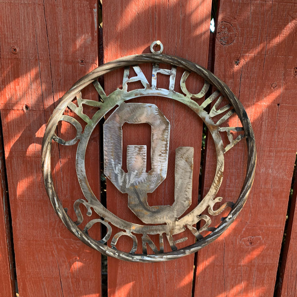 12", 18", 24", 32" OU OKLAHOMA SOONERS RAW METAL CUSTOM VINTAGE CRAFT WALL ART TEAM SIGN HANDMADE