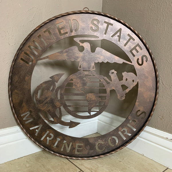 #EH10851 24" UNITED STATES MARINE CORPS MILITARY LASERCUT METAL WALL ART SIGN WESTERN HOME DECOR HANDMADE BRONZE