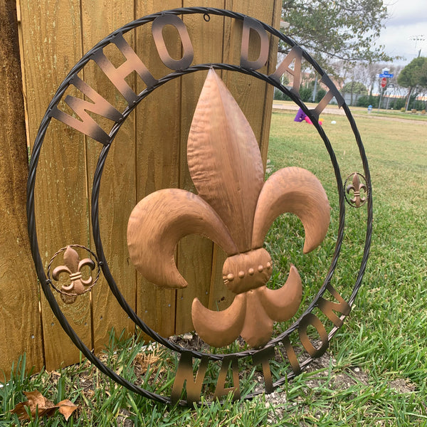 18", 24", 32" 36" WHO DAT NATION FLEUR DE LIS METAL WALL ART WESTERN HOME DECOR NEW