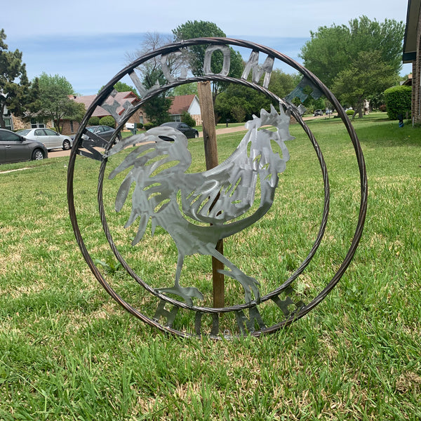 YOUR CUSTOM NAME ROOSTER LASERCUT RAW METAL ART WITH RING DESIGN WESTERN METAL ANIMAL ART HOME WALL DECOR BRAND NEW