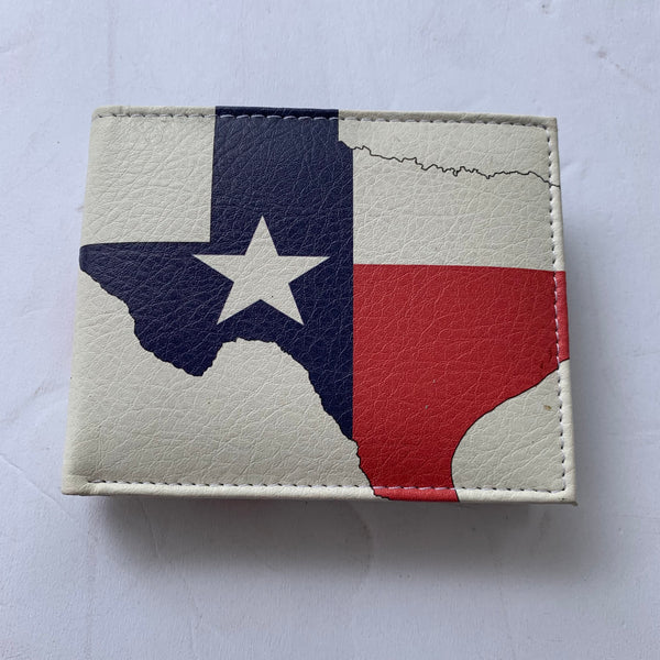 4.25" x 3.75" TEXAS FLAG WALLET LEATHER BIFOLD WALLET NEW-- FREE SHIPPING