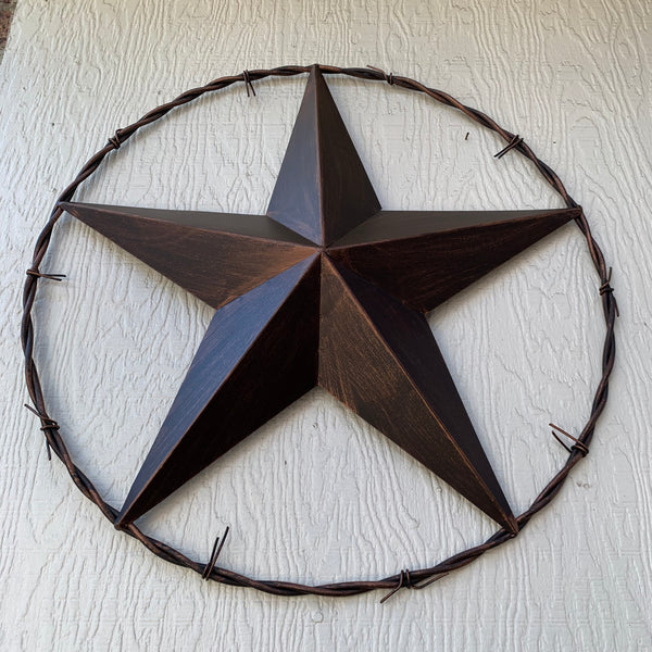 24" BARBWIRE TWISTED RING METAL WALL ART WESTERN HOME DECOR RUSTIC BRONZE COPPER #A10024