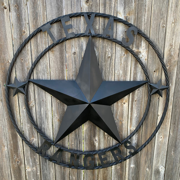 TEXAS RANGERS BLACK LONE STAR METAL TEAM WESTERN HOME DECOR CRAFT