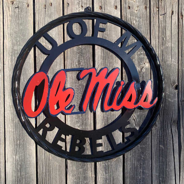 OLE MISS REBELS MISSISSIPPI METAL CUSTOM VINTAGE CRAFT TEAM SIGN HANDMADE