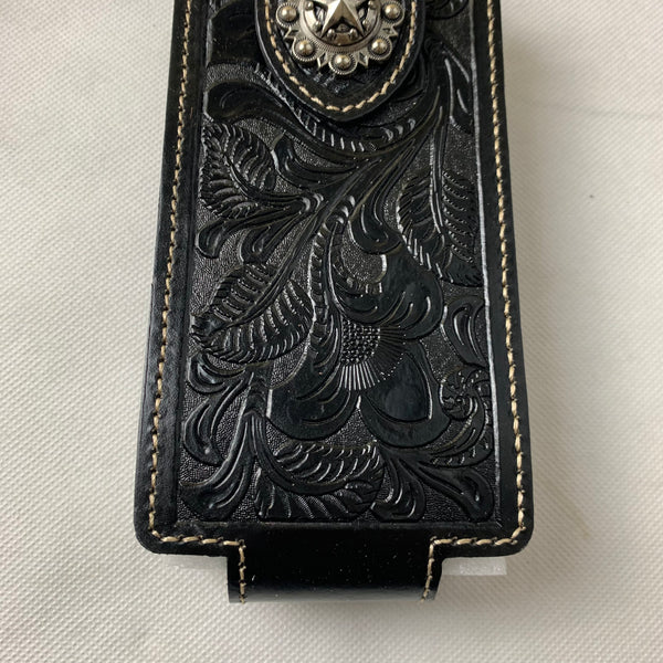 #WS341F 7" LONE STAR BLACK LEATHER POUCH EXTRA LARGE  BELT LOOP HOLSTER CELL PHONE CASE UNIVERSAL OVERSIZE--FREE SHIPPING