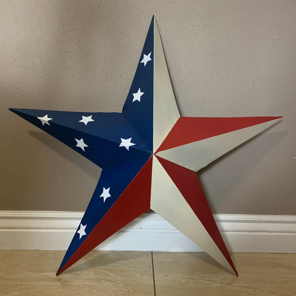 12",16",24",30",36" USA AMERICAN FLAG STAR STYLE #1 RED WHITE & BLUE METAL BARN STAR WALL ART HANDMADE STYLE# 1