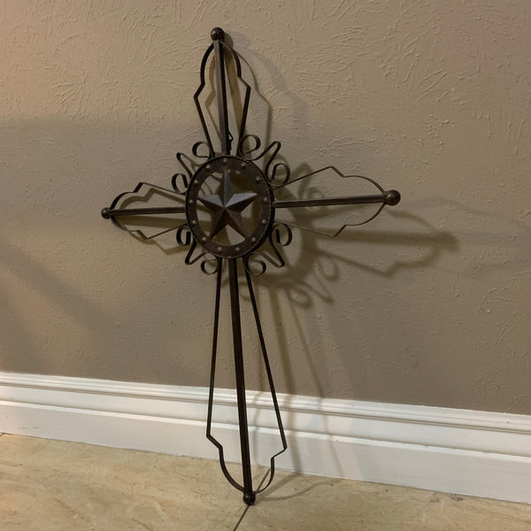 STAR METAL CROSS WALL ART DARK BRONZE COPPER