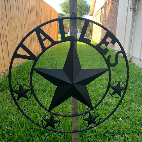 LOPEZ CUSTOM STAR NAME BARN METAL STAR 3d TWISTED ROPE RING WESTERN HOME DECOR RUSTIC  BRONZE HANDMADE 24",32",34",36",40",42",44",46",50"