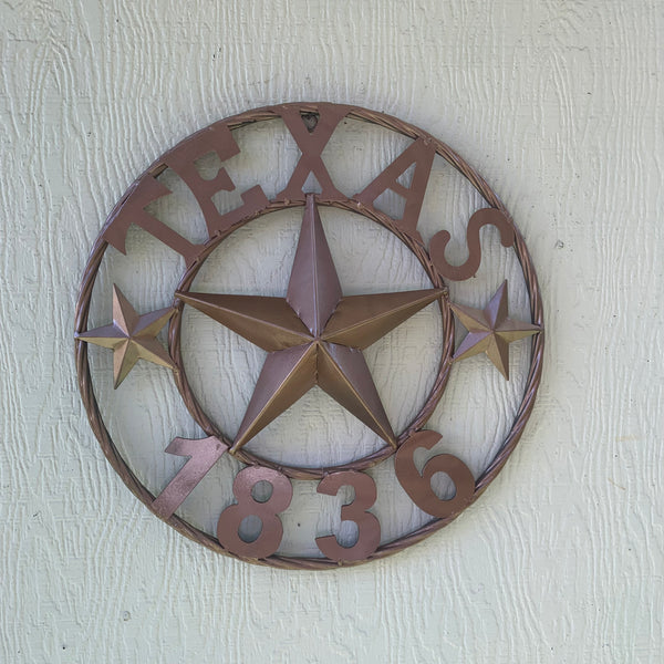 16", 20", 24", 32" TEXAS 1836 HAMMERED COPPER  BARN STAR METAL WALL WESTERN HOME DECOR RED WHITE BLUE ART