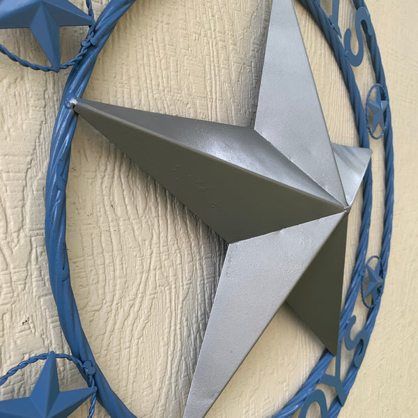 DALLAS COWBOYS LIGHT BLUE & SILVER DECOR METAL ART WESTERN HOME WALL DECOR SIZE:24",32",36",40",42",44",46",50"