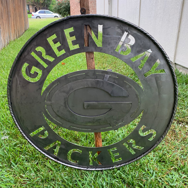 12",18",24",32",36" RAW METAL GREEN BAY PACKERS DISC CUSTOM METAL VINTAGE CRAFT TEAM SPORTS SIGN HANDMADE