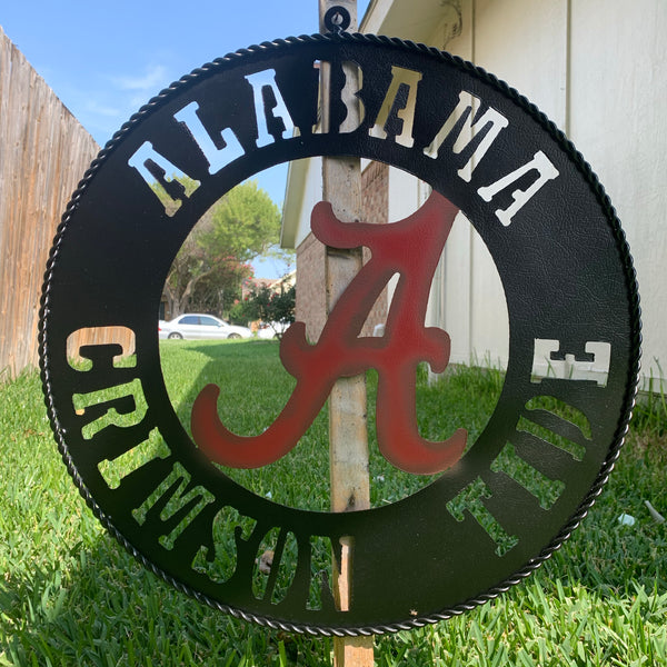 ALABAMA CRIMSON TIDE WIDE BAND RING CUSTOM METAL VINTAGE SIGN TEAM SPORTS HANDMADE