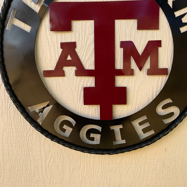 24" TEXAS A&M WIDE BAND RING CUSTOM METAL VINTAGE CRAFT SIGN TEAM HANDMADE