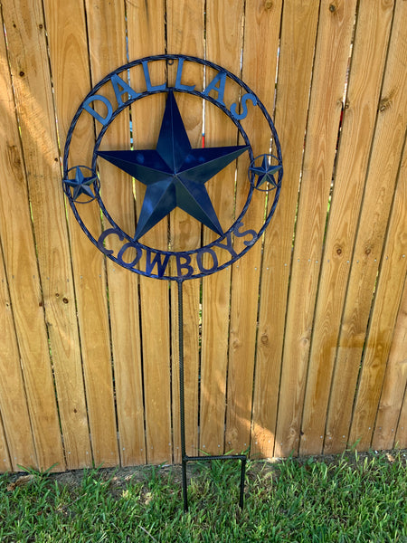 24" STAR & 34" STAKE DALLAS COWBOYS DECOR METAL ART WESTERN HOME WALL DECOR ALL NAVY BLUE STAR WITH 34" STAKE