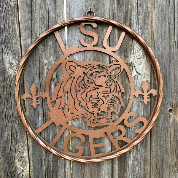 12" LSU TIGERS CUSTOM METAL VINTAGE CRAFT WESTERN HOME DECOR NEW