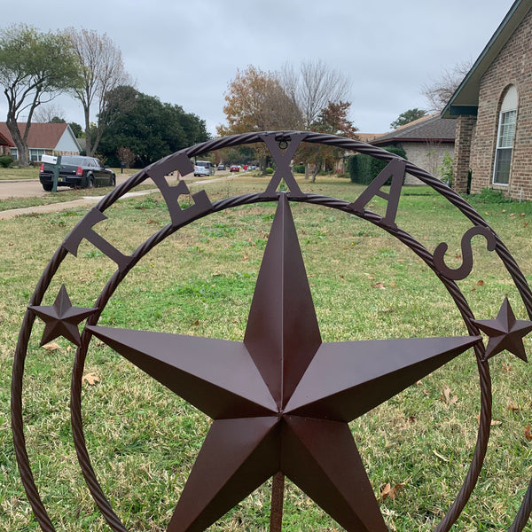 36" TEXAS 1836 BROWN BARN STAR METAL ART WESTERN HOME DECOR VINTAGE RUSTIC CRAFT ART