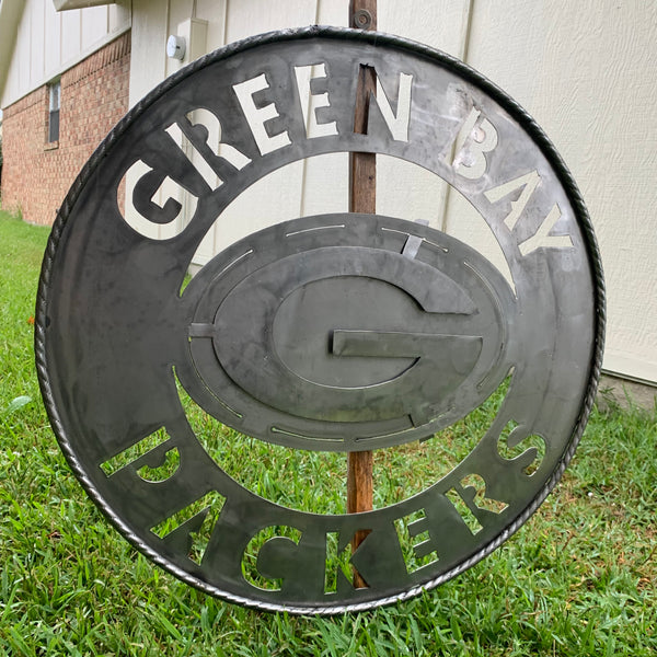 12",18",24",32",36" RAW METAL GREEN BAY PACKERS DISC CUSTOM METAL VINTAGE CRAFT TEAM SPORTS SIGN HANDMADE