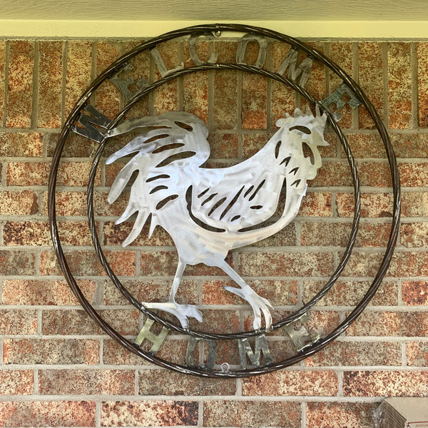 YOUR CUSTOM NAME ROOSTER LASERCUT RAW METAL ART WITH RING DESIGN WESTERN METAL ANIMAL ART HOME WALL DECOR BRAND NEW