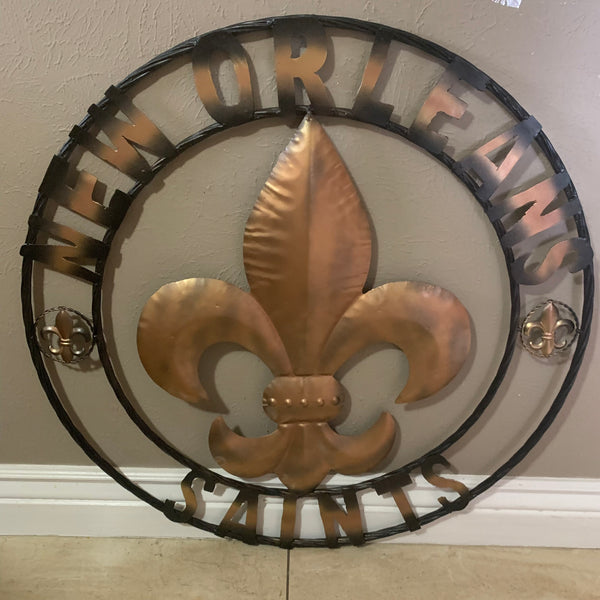 18", 24", 32" NEW ORLEANS SAINTS METAL SIGN WALL ART WESTERN HOME DECOR RUSTIC GOLD & BLACK ART NEW