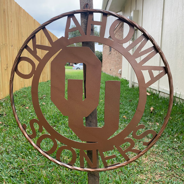 12",18",24",32",36" OU SOONERS OKLAHOMA HAMMERED COPPER CUSTOM VINTAGE TEAM CRAFT METAL ART WESTERN HOME DECOR