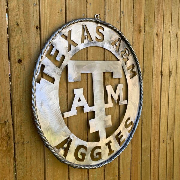 24" TEXAS A&M WIDE BAND RAW METAL CUSTOM VINTAGE CRAFT WALL ART TEAM SIGN HANDMADE