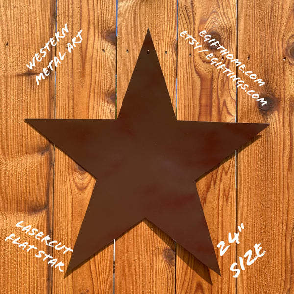 2D FLAT STAR BARN PLAIN LASERCUT METAL BROWN STAR ART WESTERN HOME DECOR HANDMADE #EH12822