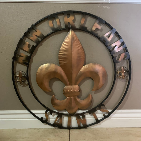 18", 24", 32" NEW ORLEANS SAINTS METAL SIGN WALL ART WESTERN HOME DECOR RUSTIC GOLD & BLACK ART NEW